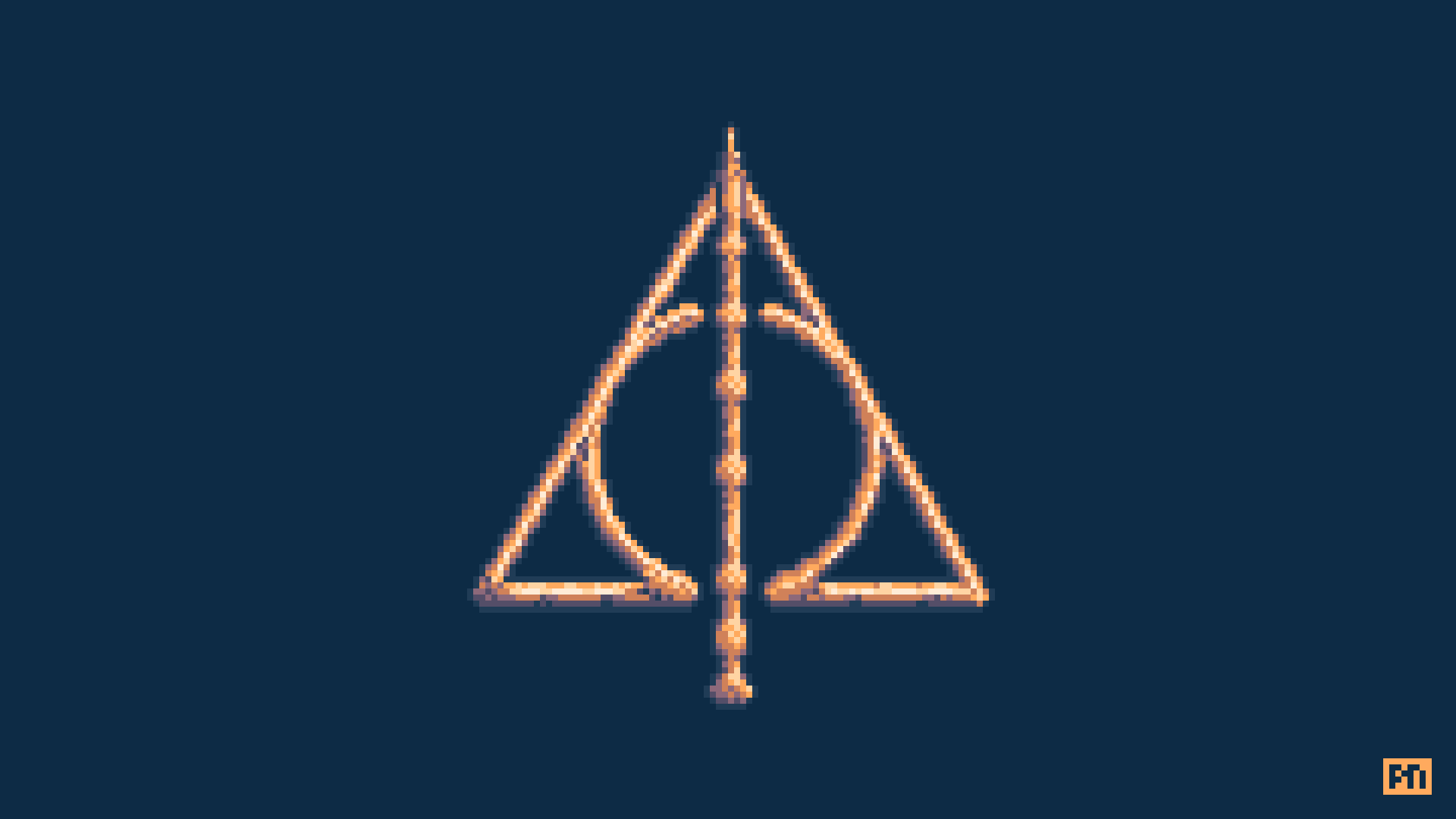 Pixel rendering of the Deathly Hallows from Harry Potter