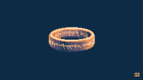 Pixel art rendering of the Ring of Power from the Lord of the Rings franchise.