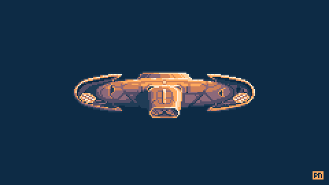 Pixel art rendering of the USS-Defiant from Star Trek: Deep Space Nine.