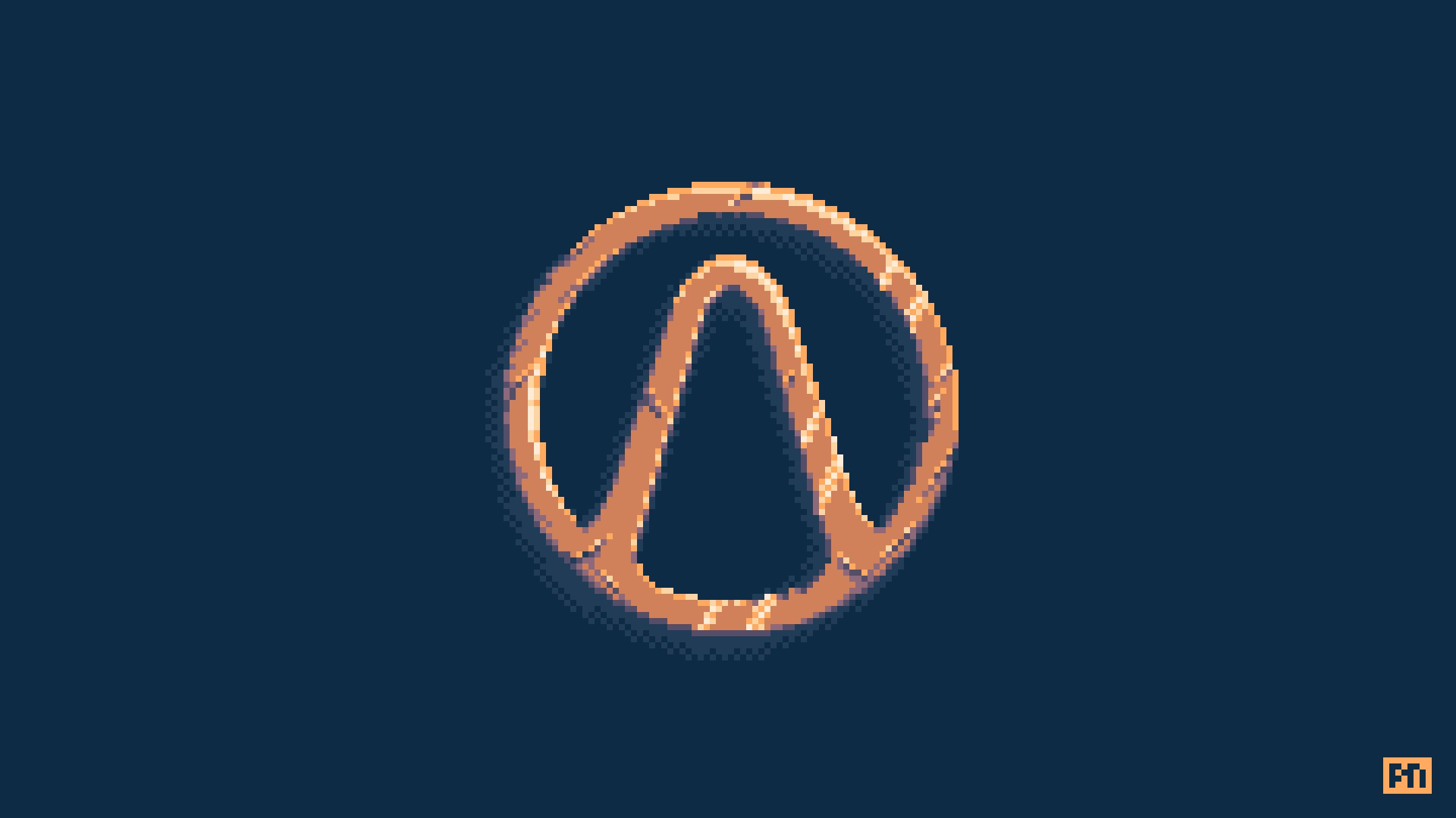 Pixel art rendering of the Vault Symbol from the Borderlands franchise.