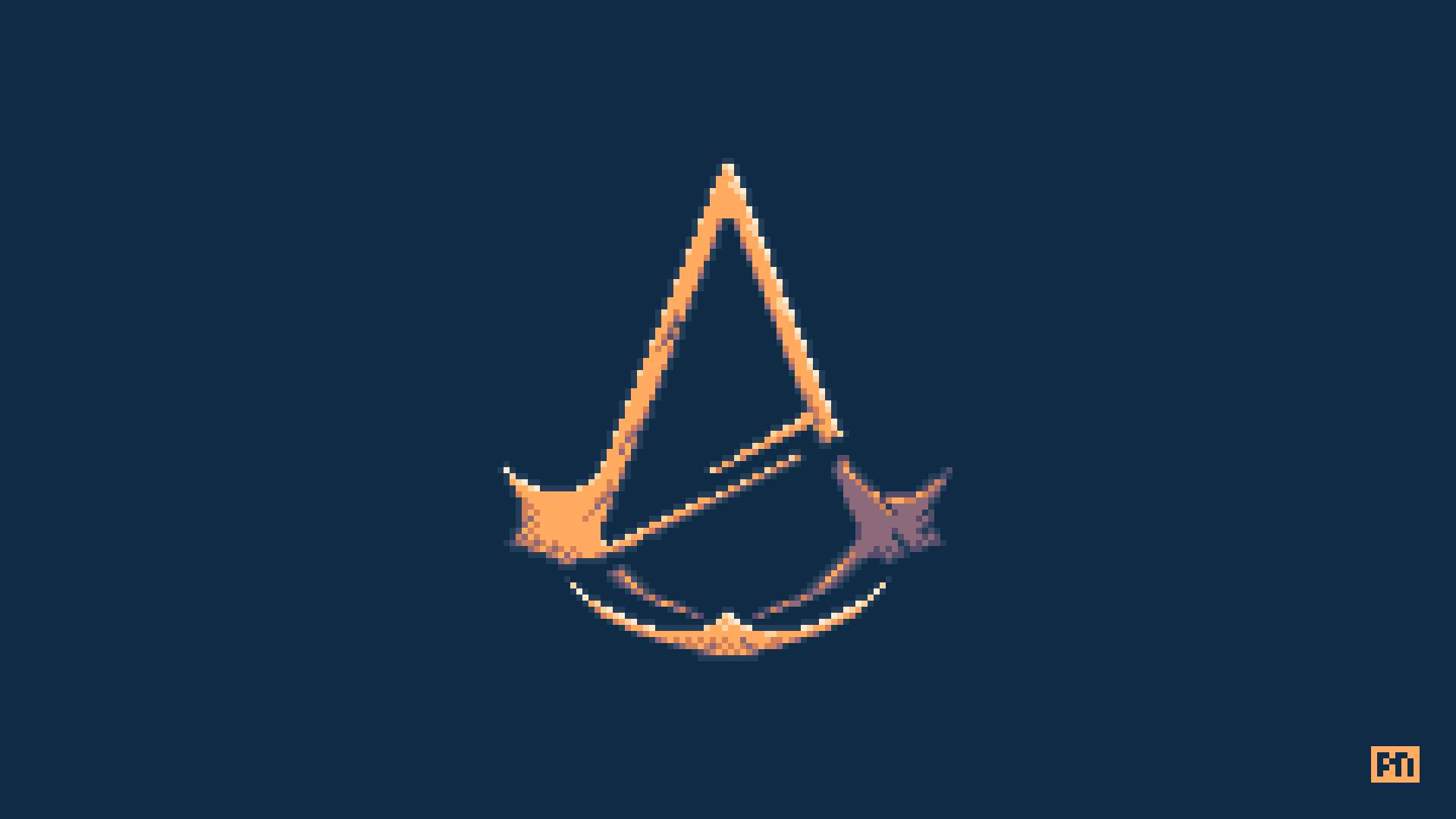 Pixel art rendering of the Assassin's Creed Unity logo.