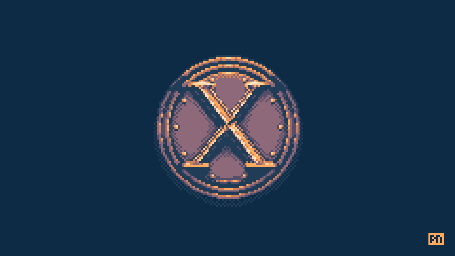 Pixel art rending of the X-Men symbol from X-Men: First Class.