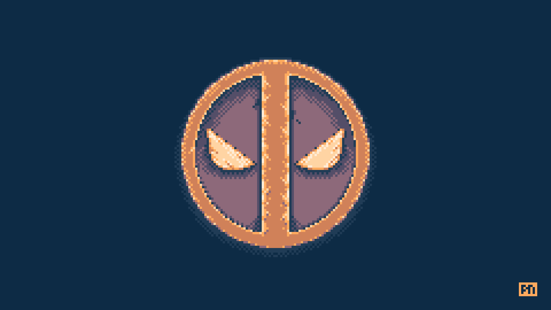 Pixel art rending of Deadpool's symbol.