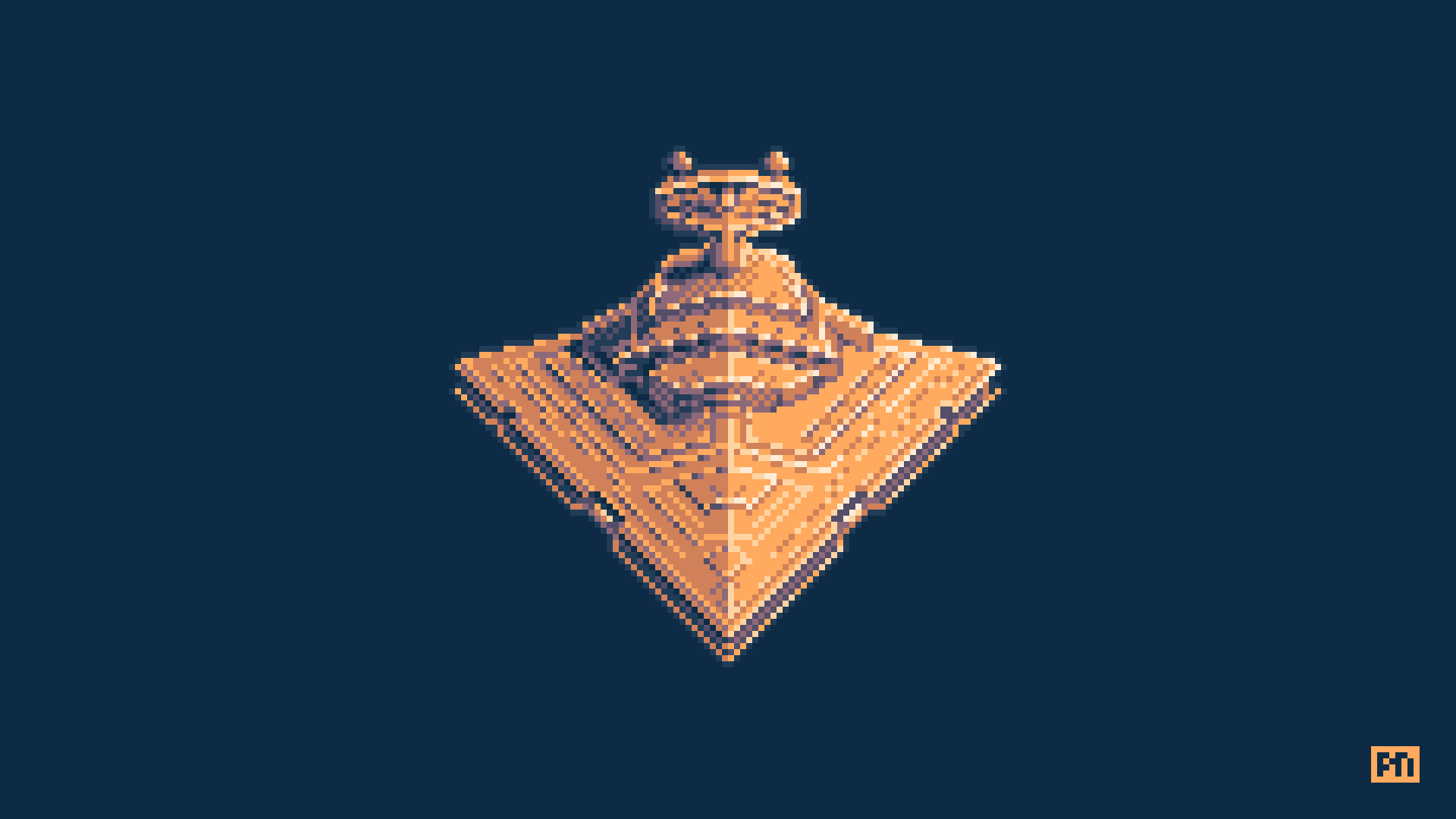 Pixel art rendering of an Imperial Star Destroyer from the Star Wars franchise.