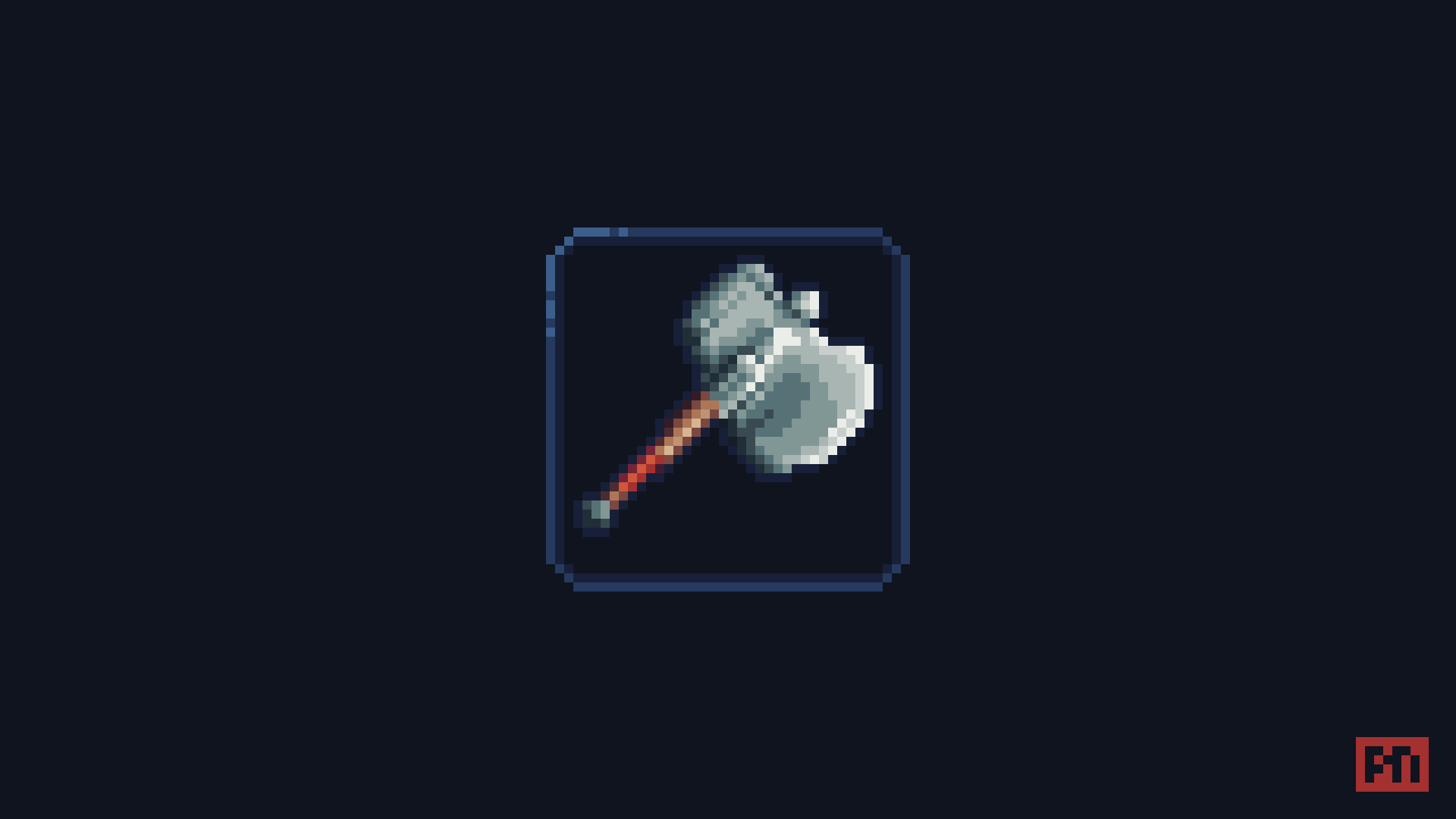 Pixel art rendering of Dungeons and Dragons weapon. A great axe.
