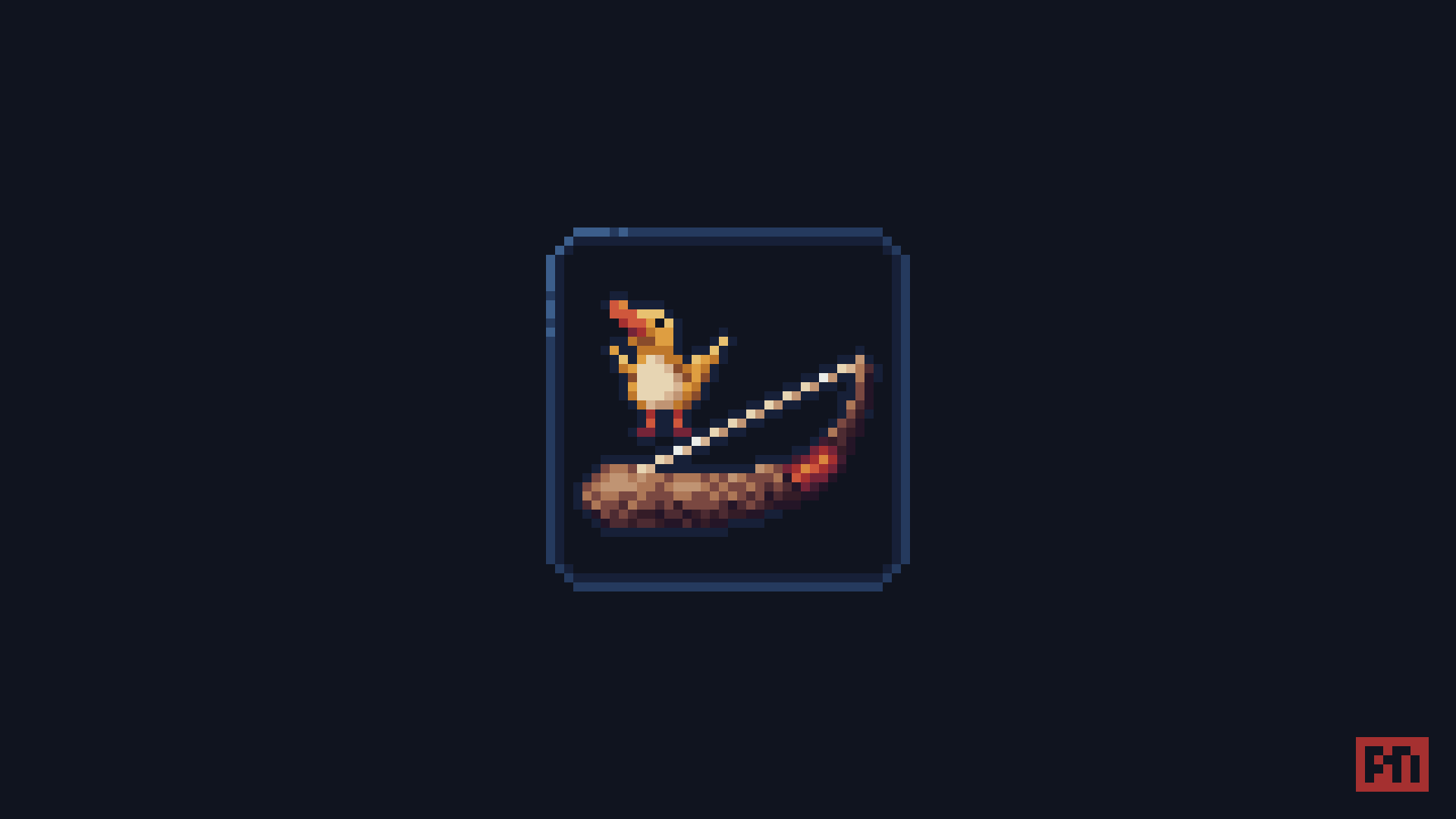 Pixel art rendering of Dungeons and Dragons weapon. A magical bow