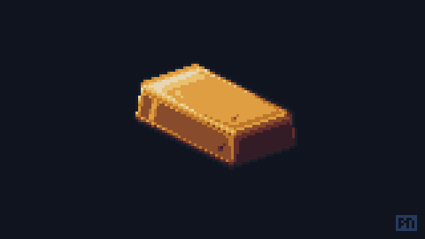 Pixel art rendering of bar of gold.